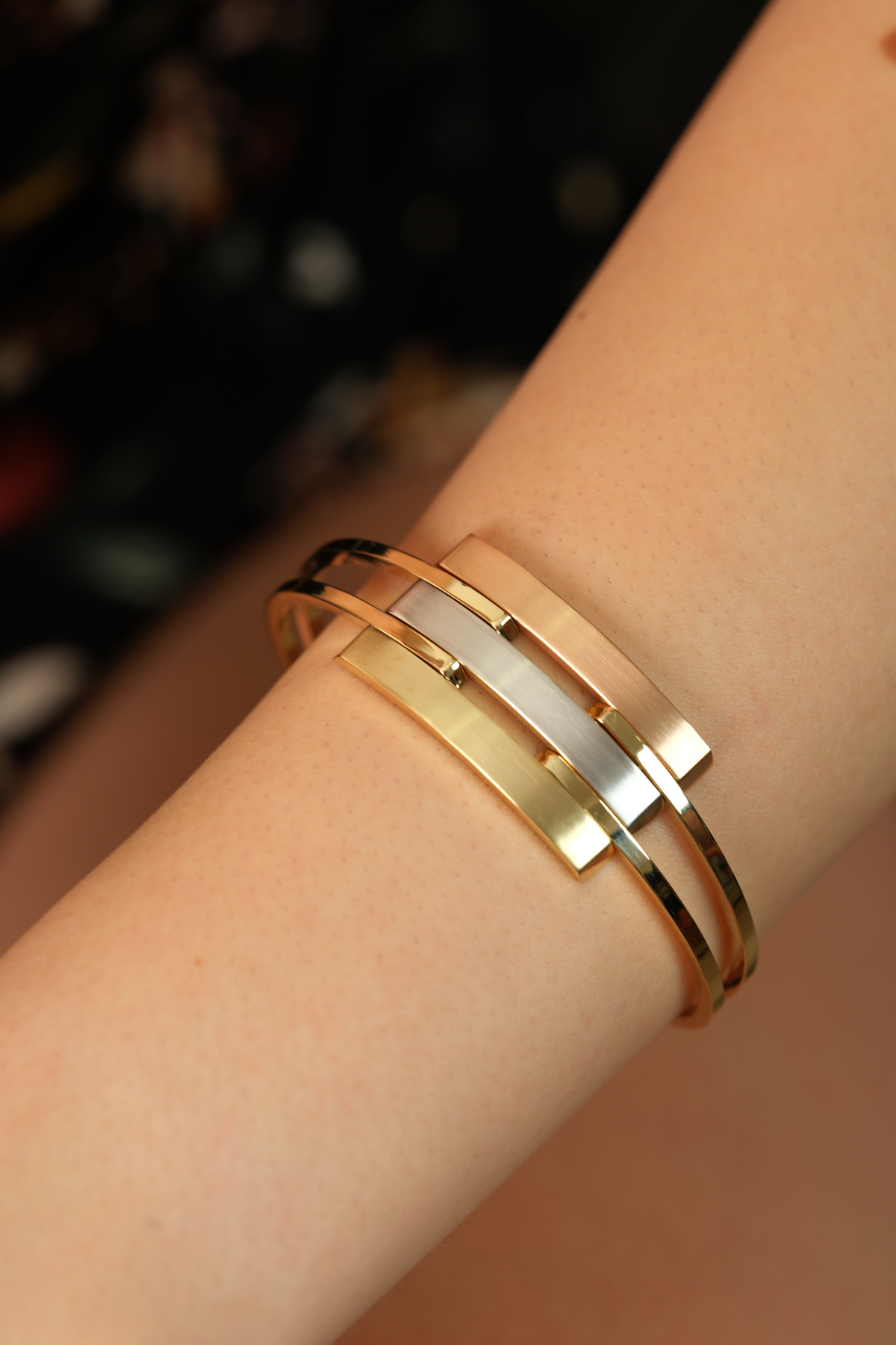 14 Ayar Altın Kalın Üçlü Kaburga Kelepçe