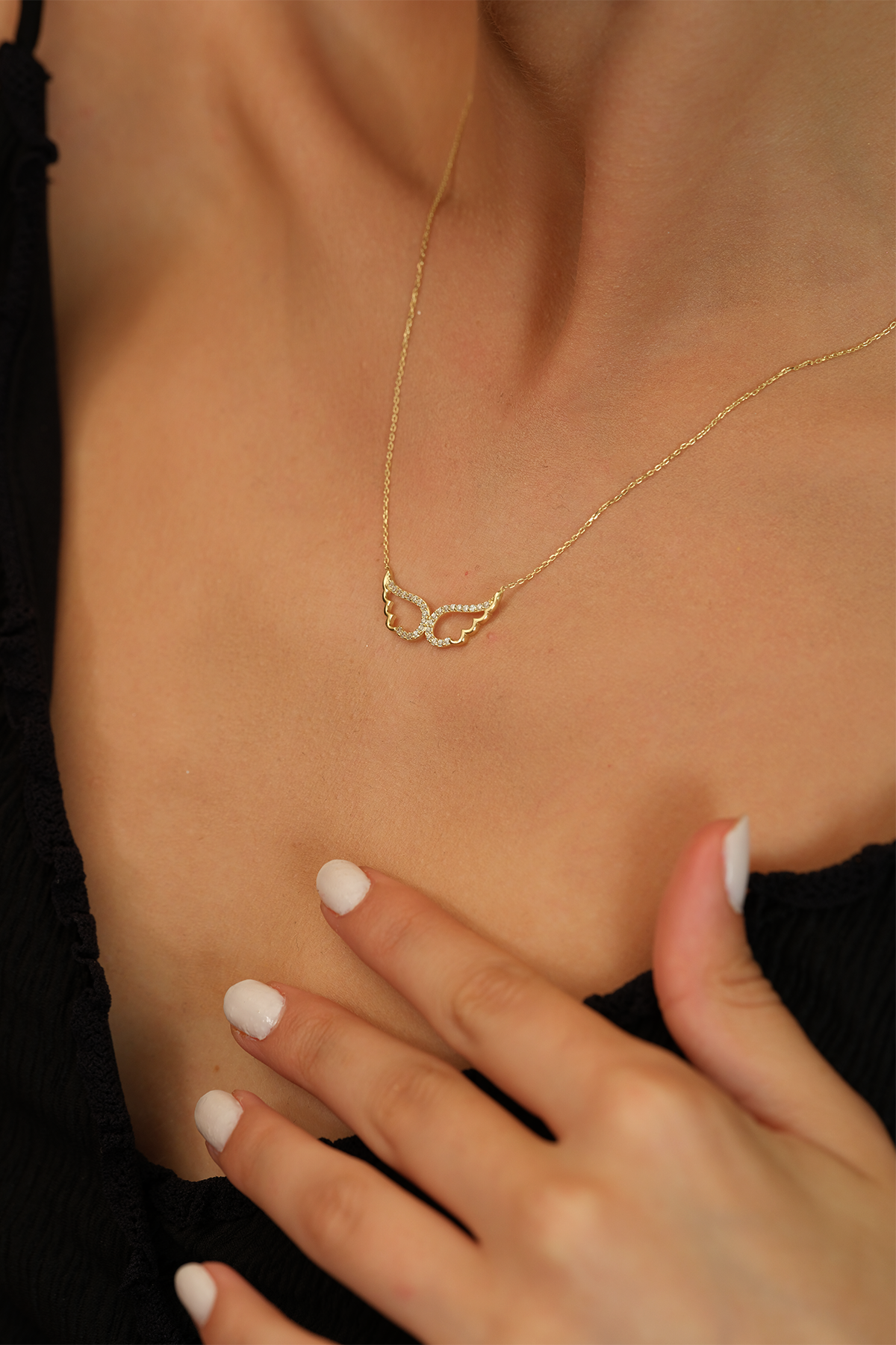 14 Ayar Altın Melek Kanadı Kolye