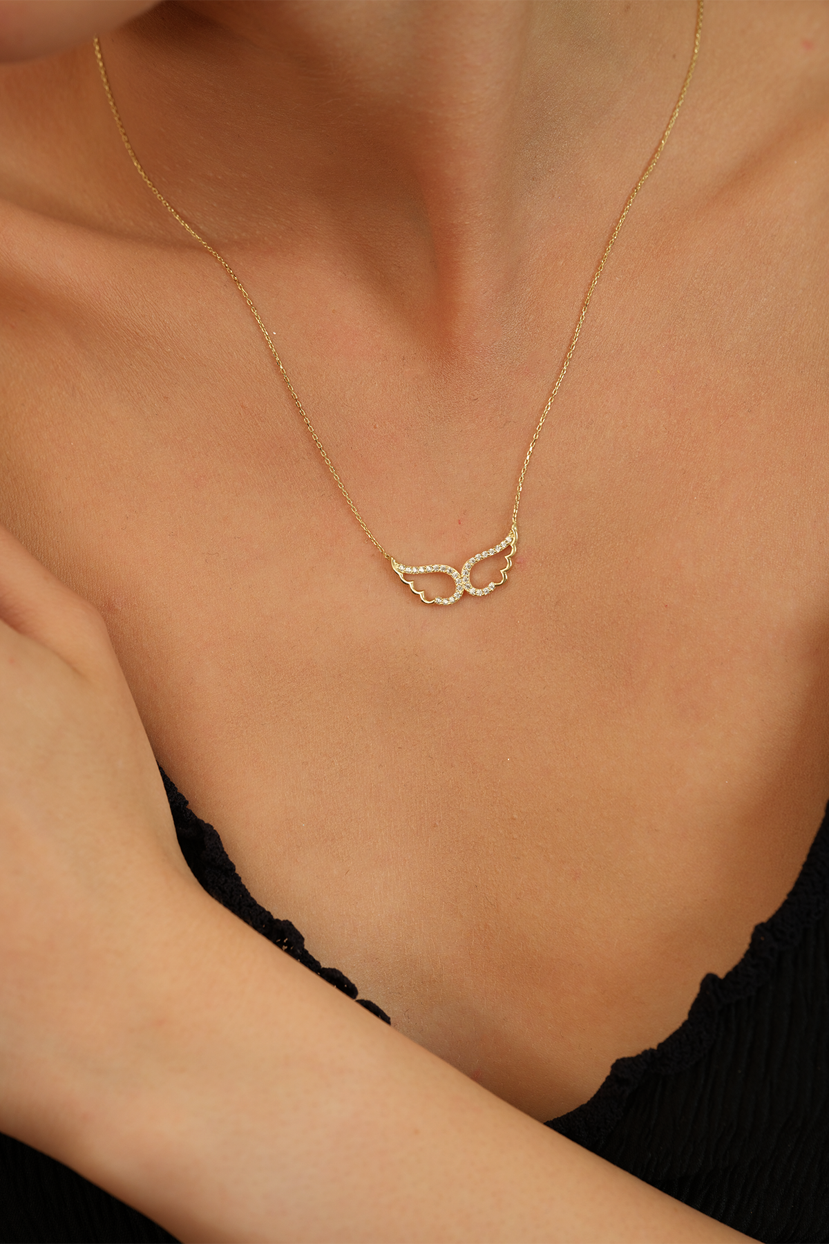 14 Ayar Altın Melek Kanadı Kolye