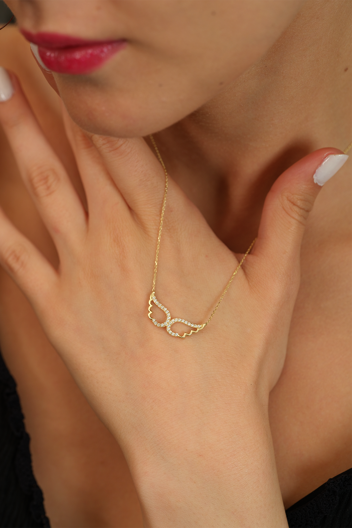 14 Ayar Altın Melek Kanadı Kolye