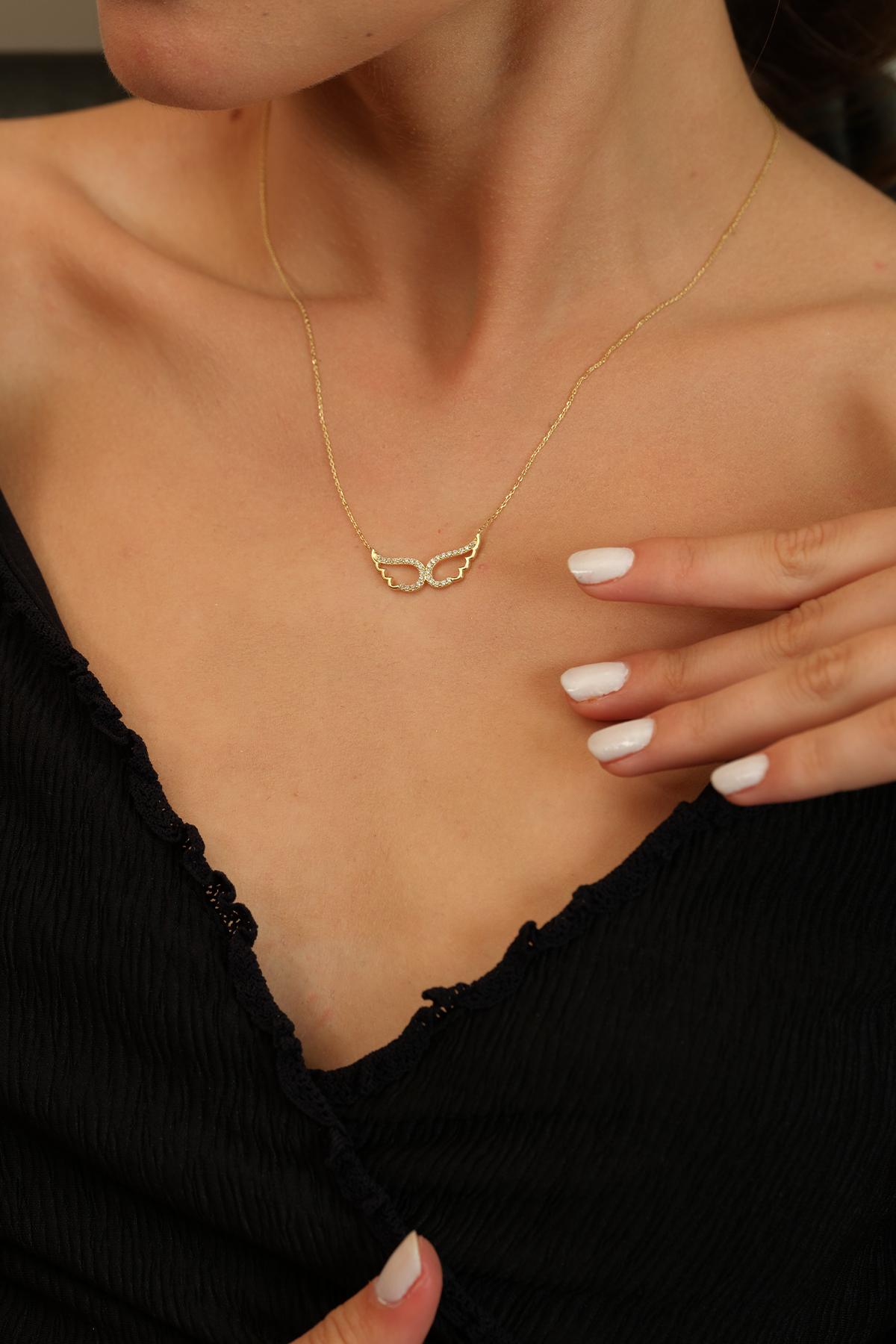 14 Ayar Altın Melek Kanadı Kolye