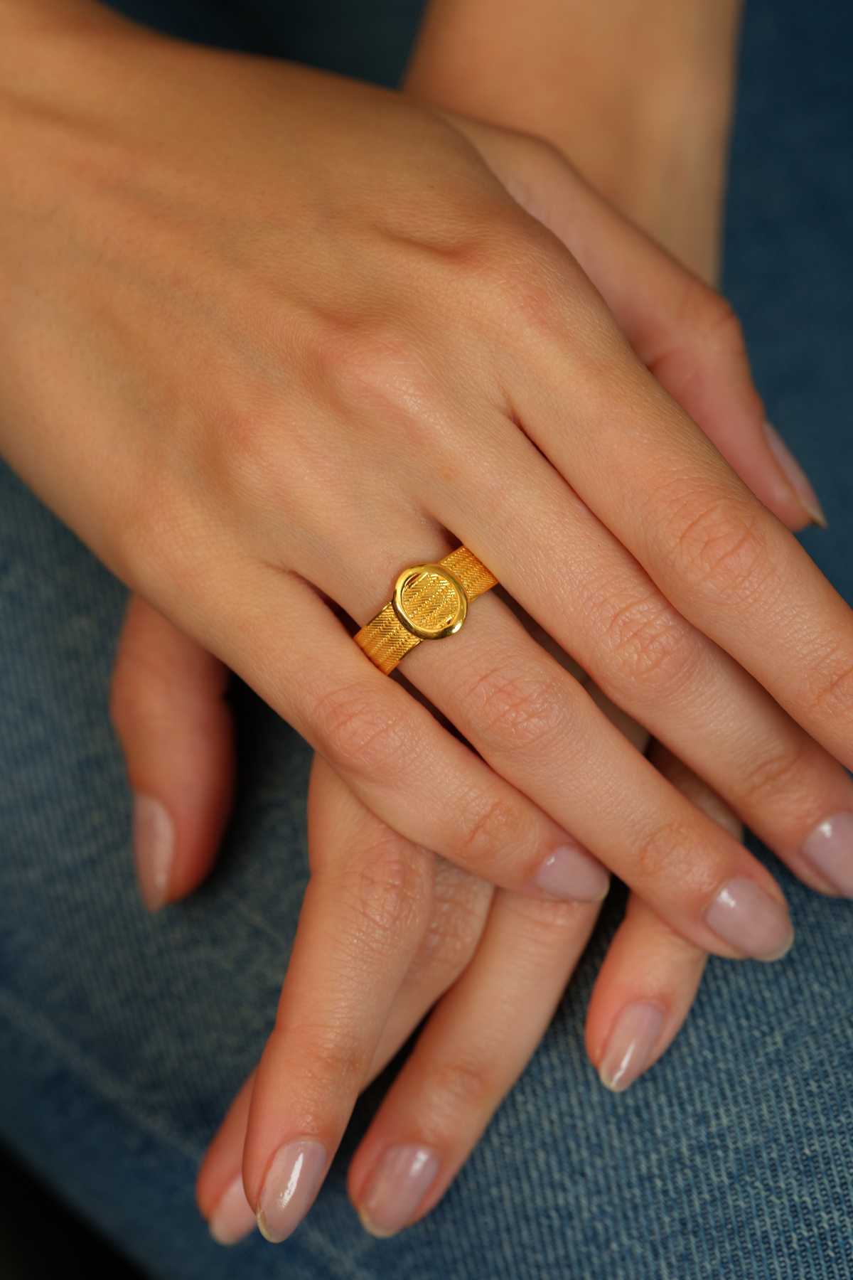 14 Ayar Altın Oval Hasır Yüzük