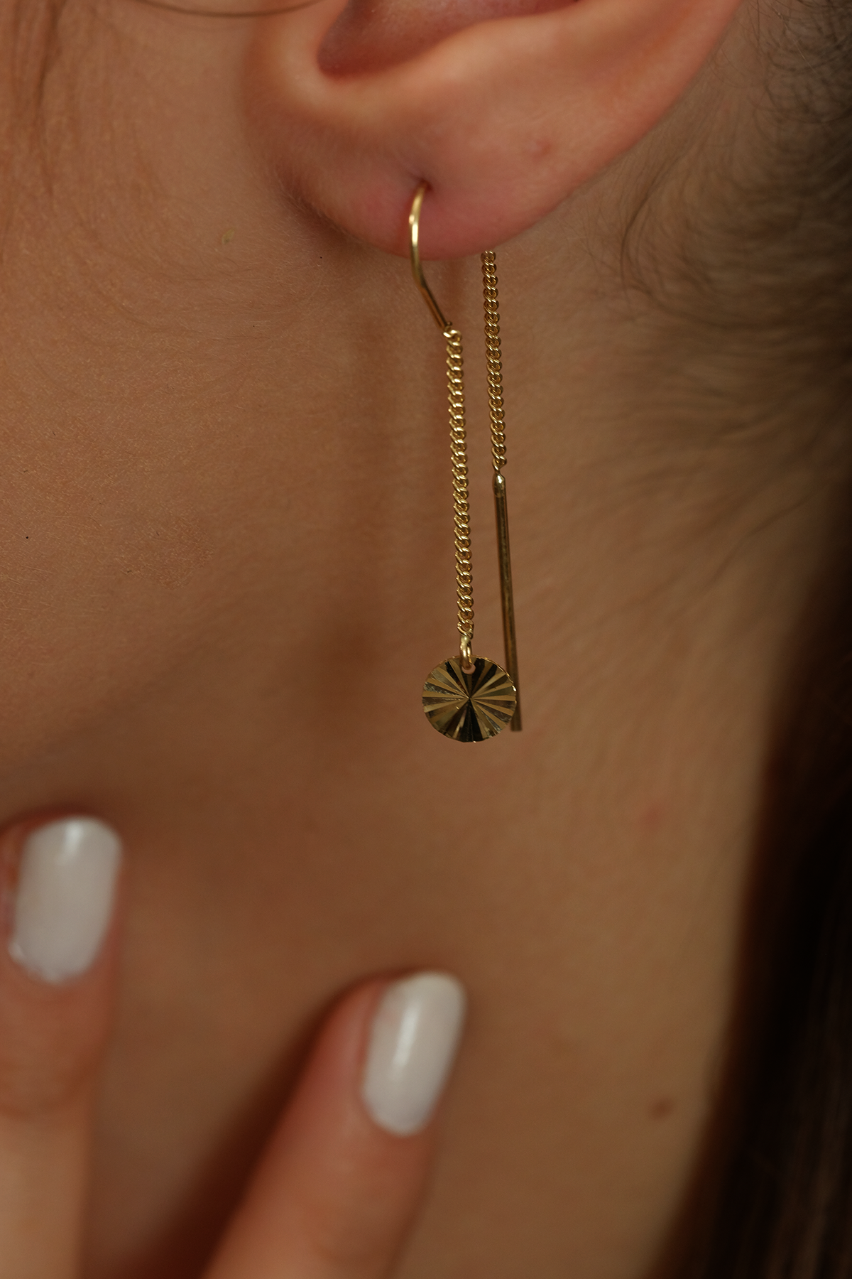 14 Ayar Altın Sallantılı Pullu Küpe