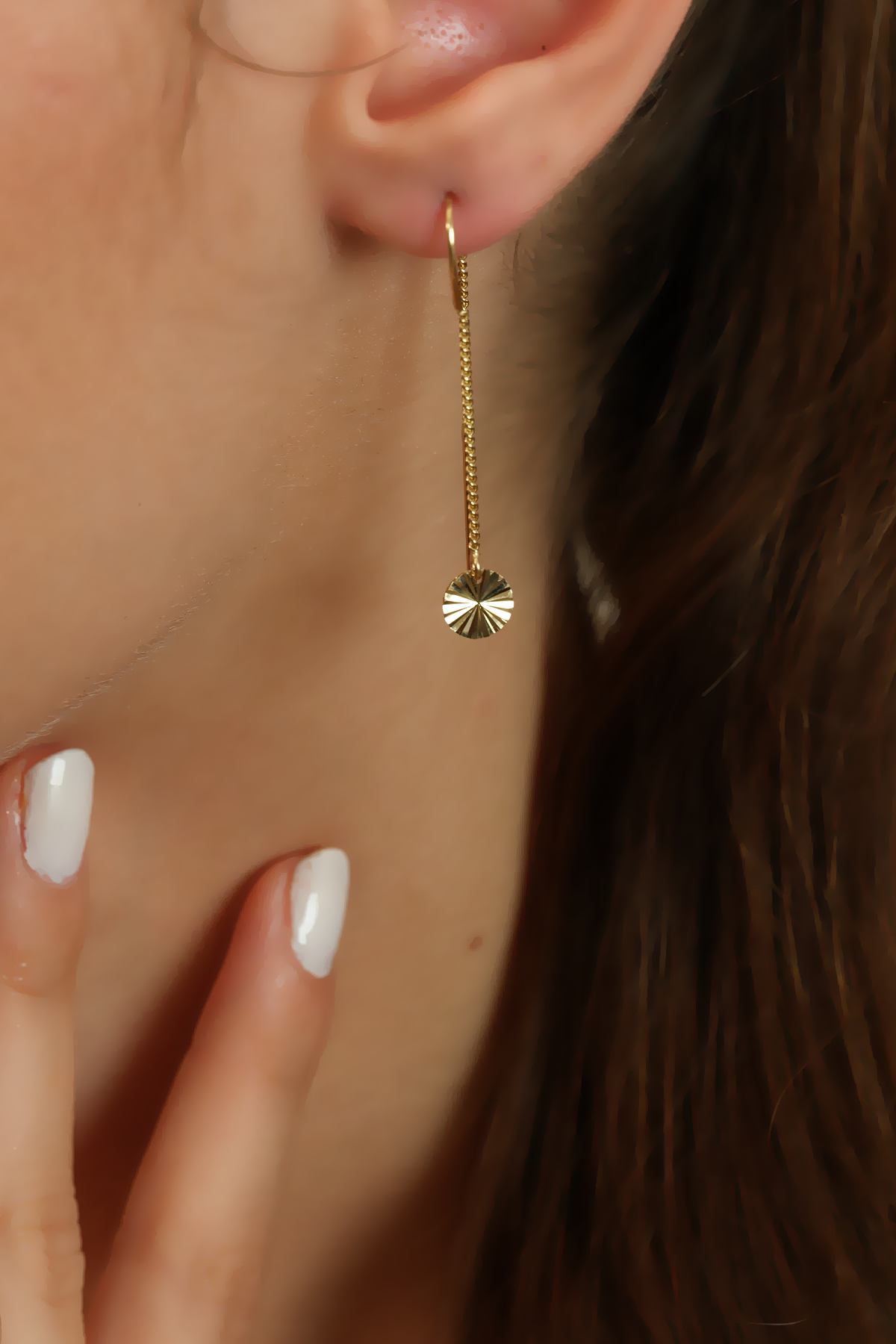 14 Ayar Altın Sallantılı Pullu Küpe