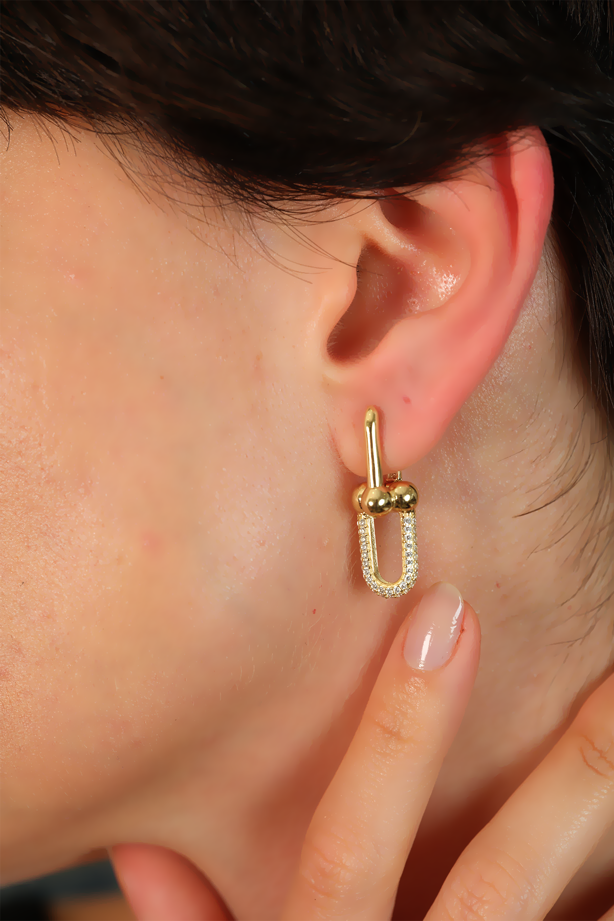 14 Ayar Altın Taşlı Tiffany Küpe