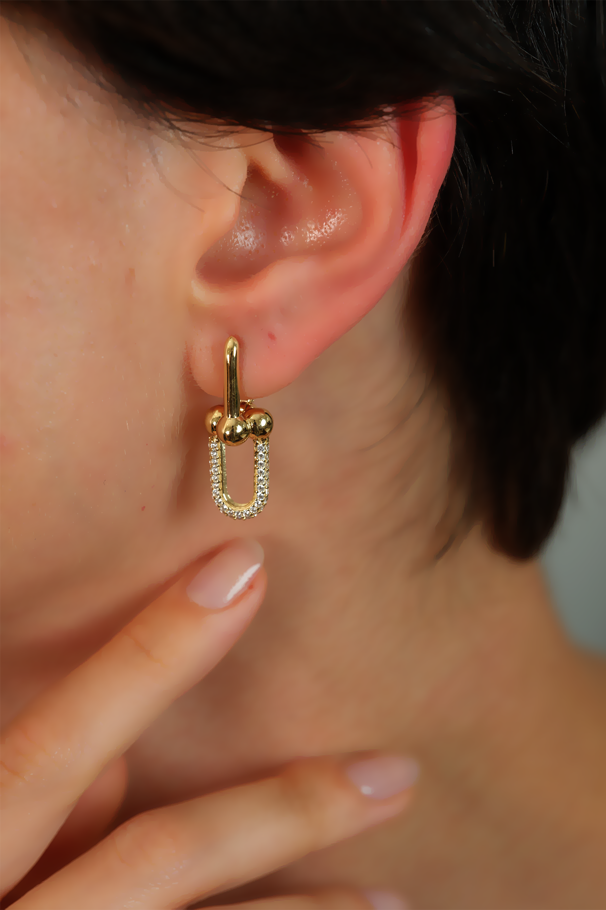 14 Ayar Altın Taşlı Tiffany Küpe