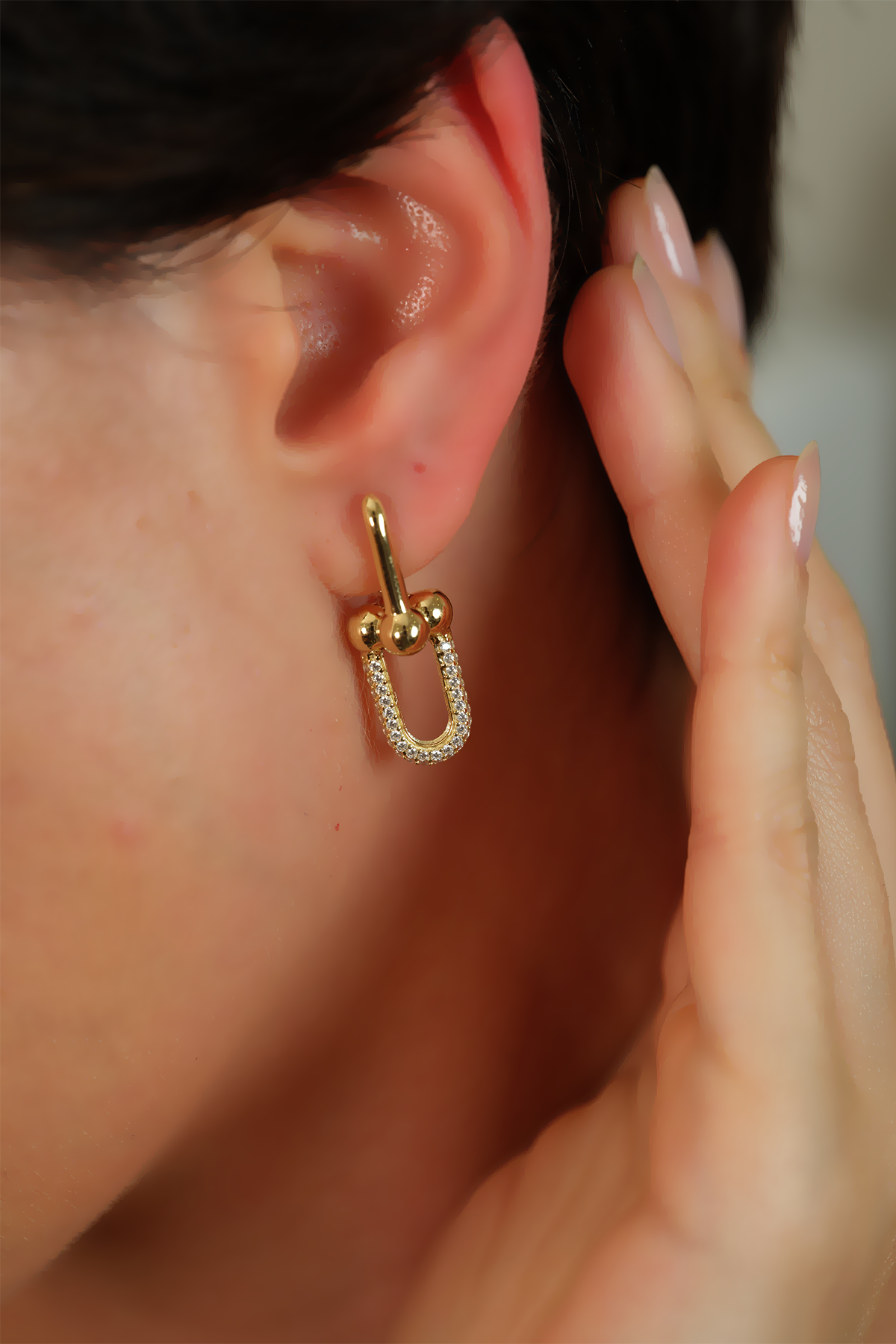 14 Ayar Altın Taşlı Tiffany Küpe