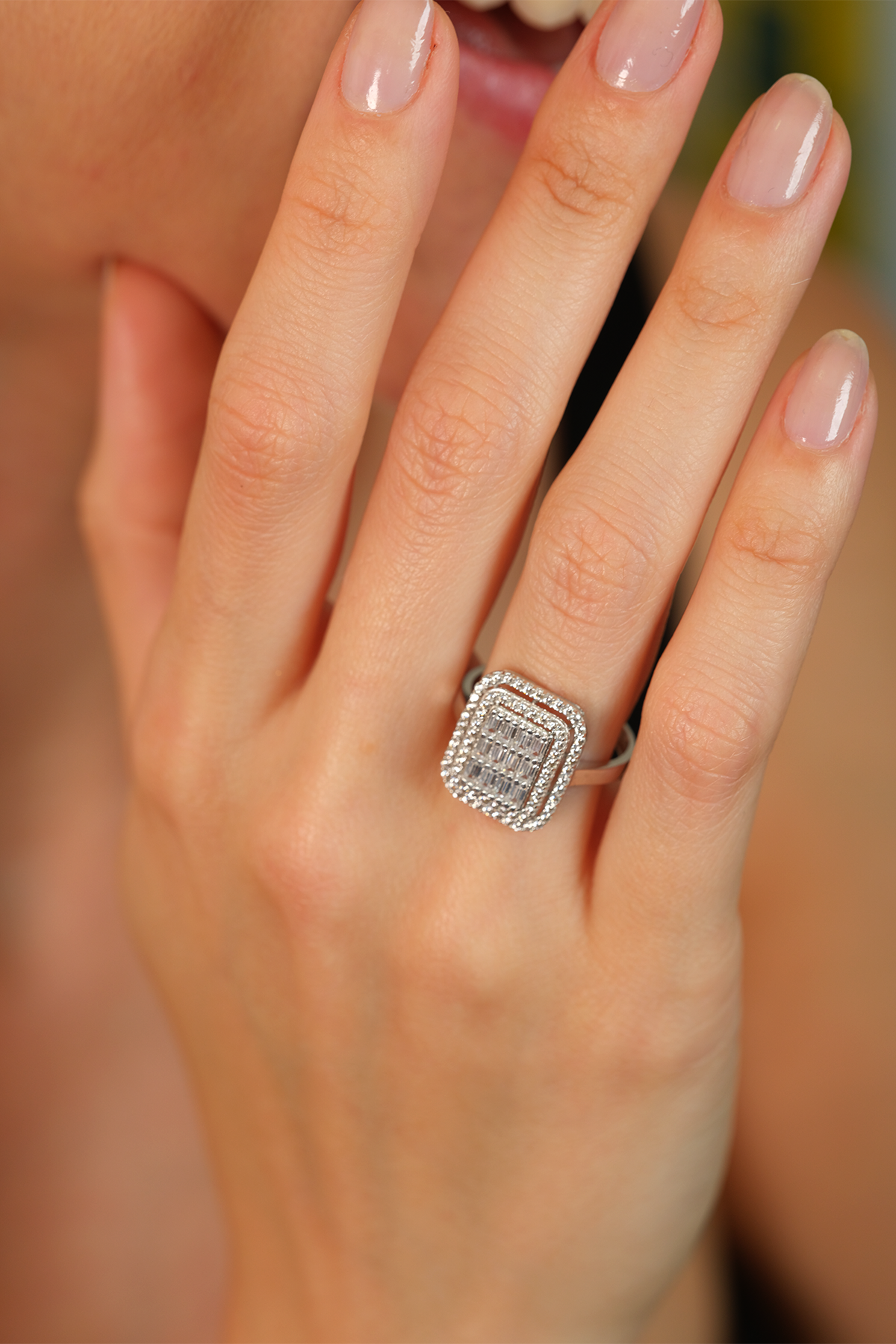 14 Ayar Altın Triple Row Baget Yüzük