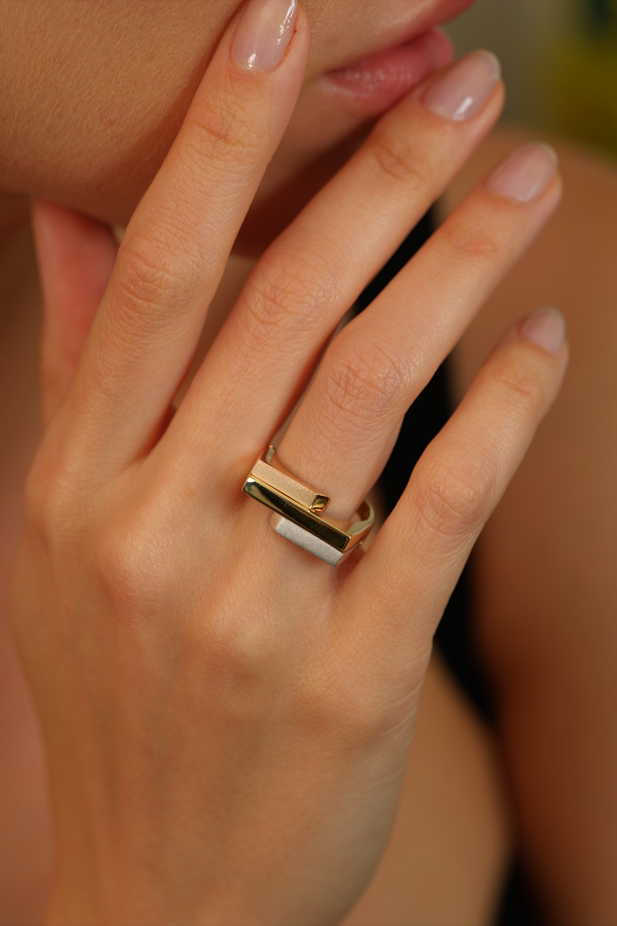 14 Ayar Altın Üç Renk Modern Yüzük