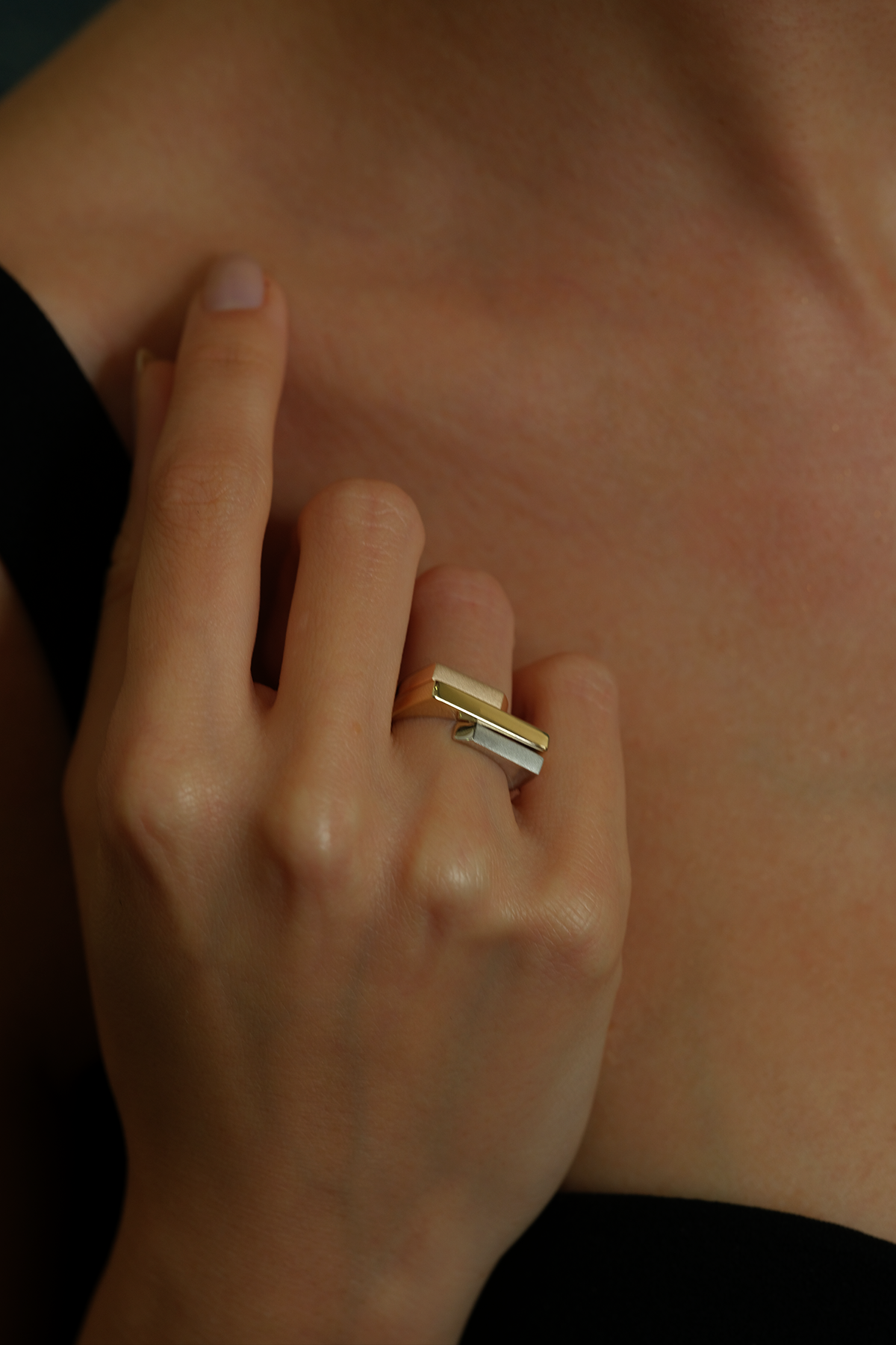 14 Ayar Altın Üç Renk Modern Yüzük