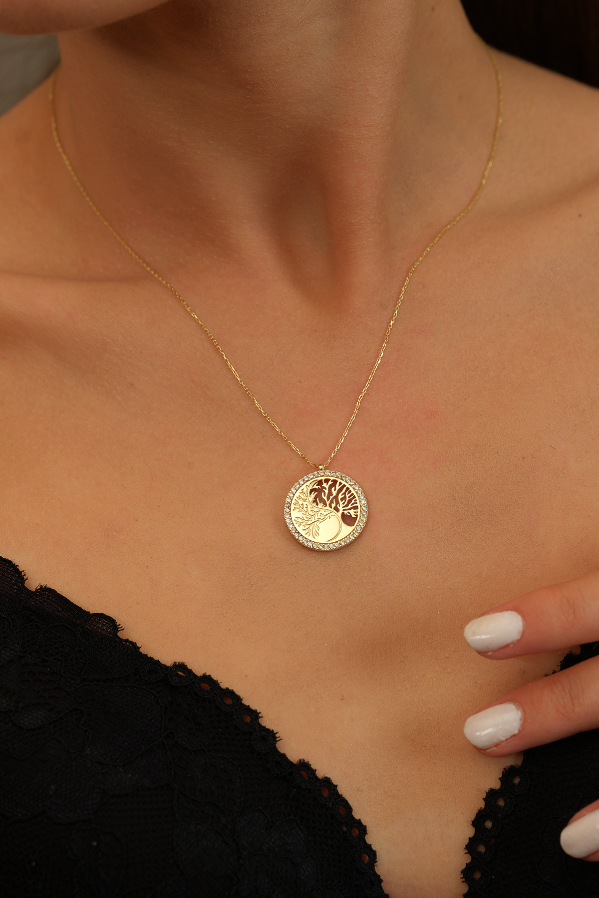 14 Ayar Altın Yaşam Çiçeği Kolye