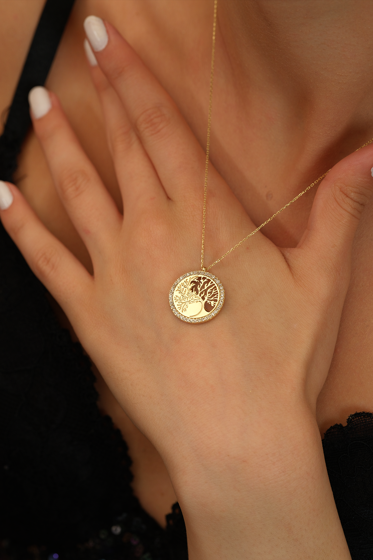 14 Ayar Altın Yaşam Çiçeği Kolye