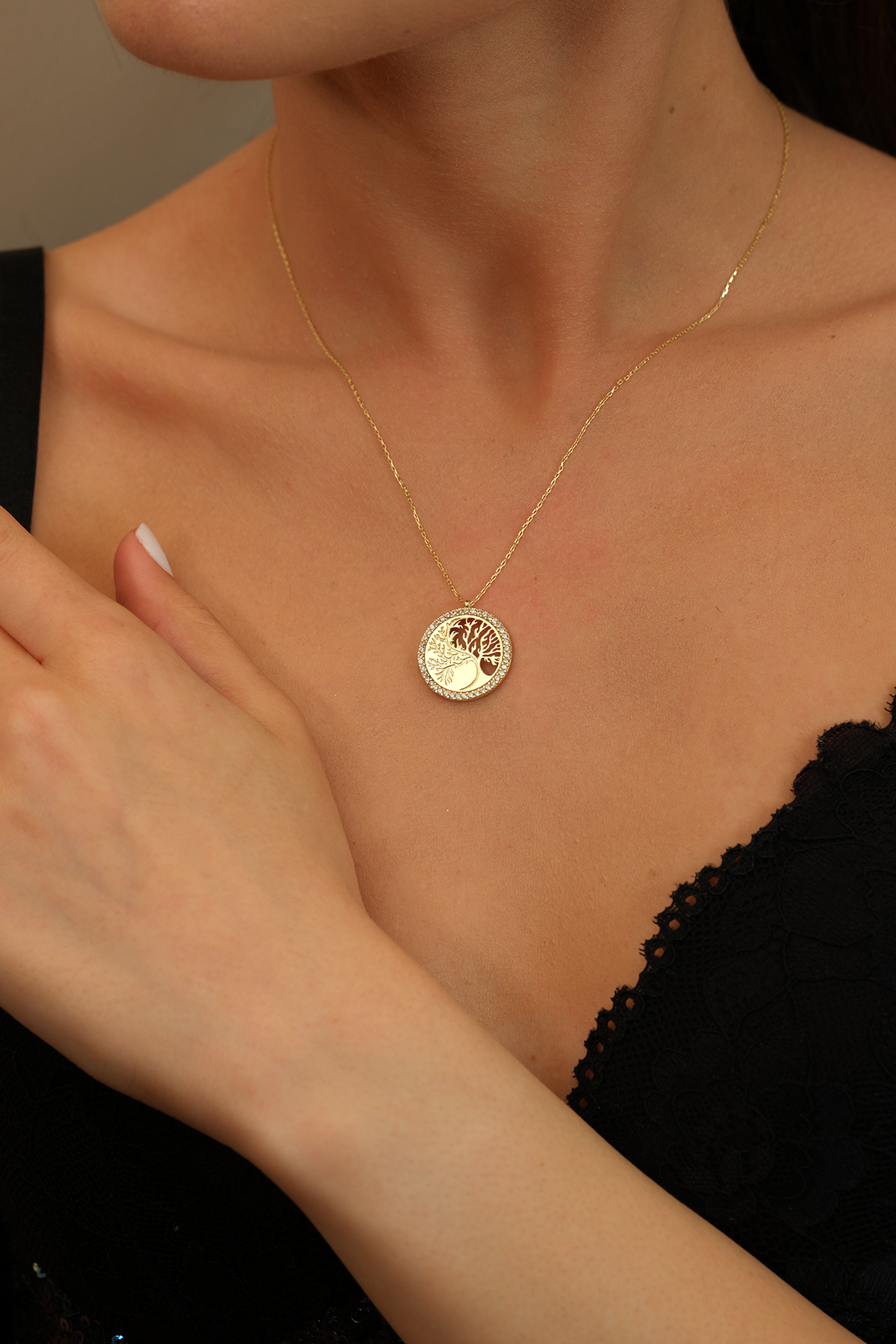 14 Ayar Altın Yaşam Çiçeği Kolye