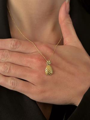 14 Ayar Altın Ananas Figürlü Tasarım Kolye
