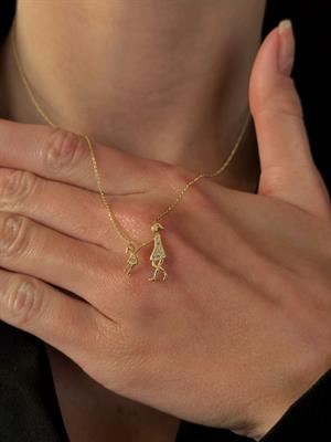 14 Ayar Altın Anne Çocuk Figürlü Tasarım Kolye