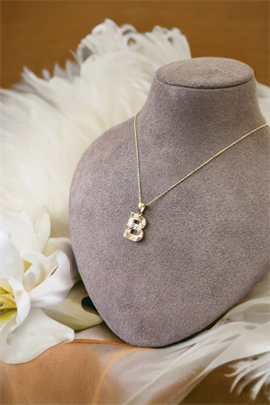 14 Ayar Altın B Harf Kolye Ucu