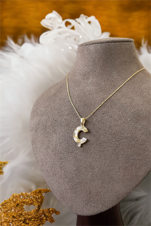 14 Ayar Altın Ç Harf Kolye Ucu