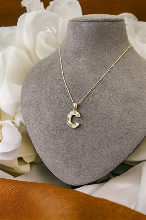 14 Ayar Altın C Harf Kolye Ucu