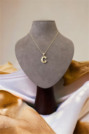 14 Ayar Altın C Harf Kolye Ucu