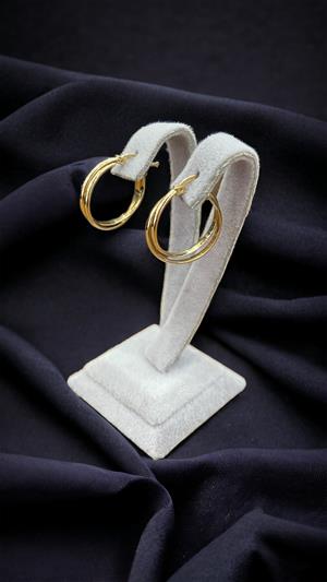 14 Ayar Altın Çiftli Halka Küpe