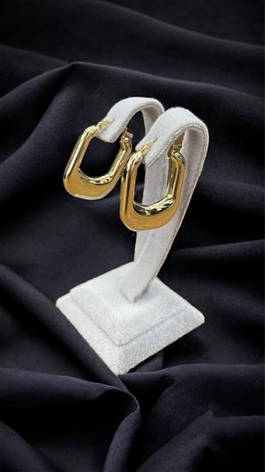 14 Ayar Altın Dikdörtgen Küpe