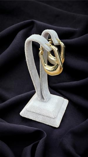 14 Ayar Altın Dikdörtgen Küpe