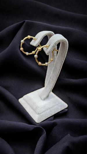 14 Ayar Altın 3 Renk Dorika Yuvarlak  Küpe