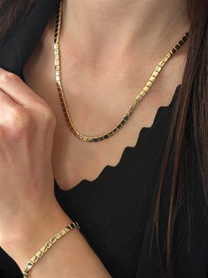 14 Ayar Altın Geometric Sparkle Set