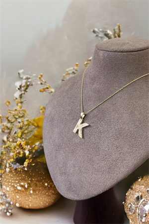 14 Ayar Altın K Harf Kolye Ucu