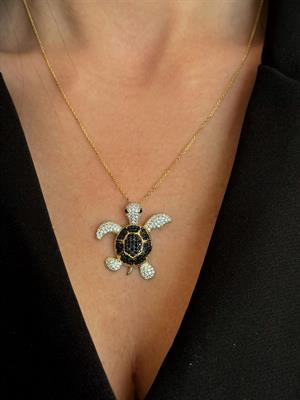 14 Ayar Altın Kaplumbağa Figürlü Tasarım Kolye