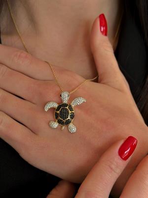 14 Ayar Altın Kaplumbağa Figürlü Tasarım Kolye