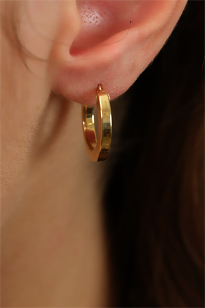 14 Ayar Altın Köşeli Halka Küpe