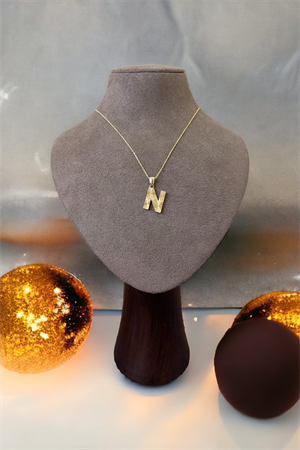 14 Ayar Altın N Harf Kolye Ucu