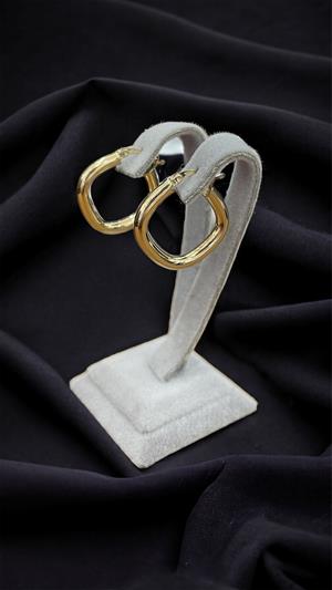 14 Ayar Altın Oval Kesim Küpe