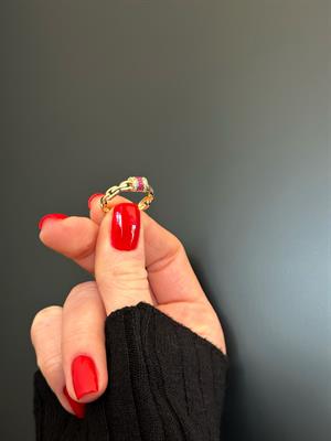 14 Ayar Altın Pembe Mineli Gurmet Yüzük