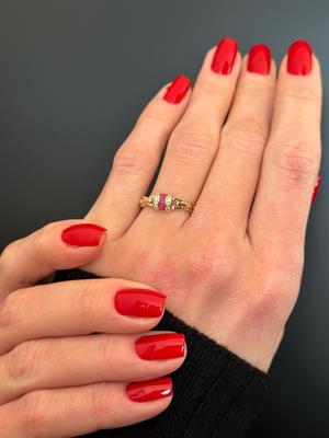 14 Ayar Altın Pembe Mineli Gurmet Yüzük