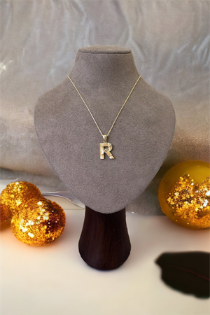 14 Ayar Altın R Harf Kolye Ucu
