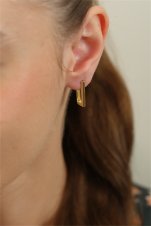 14 Ayar Altın Rectangle Küpe