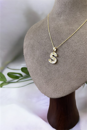 14 Ayar Altın S Harf Kolye Ucu