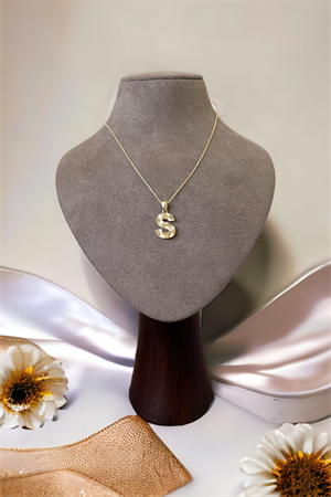 14 Ayar Altın S Harf Kolye Ucu