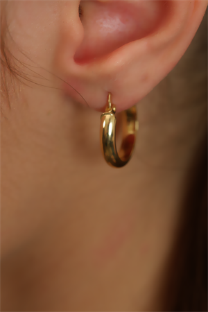 14 Ayar Altın Sade Bombe Küpe