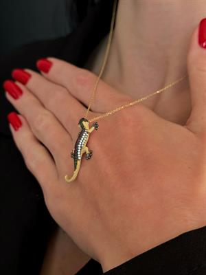 14 Ayar Altın Timsah Figürlü Tasarım Kolye