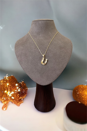 14 Ayar Altın U Harf Kolye Ucu