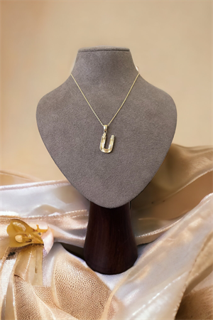 14 Ayar Altın Ü Harf Kolye Ucu