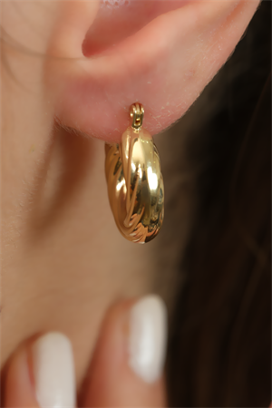 14 Ayar Altın Winding Bombe Küpe