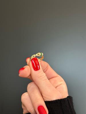 14 Ayar Altın Yeşil Mineli Gurmet Yüzük