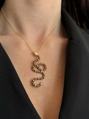 14 Ayar Altın Yılan Figürlü Kolye