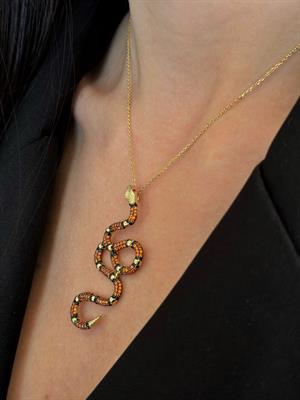 14 Ayar Altın Yılan Figürlü Kolye