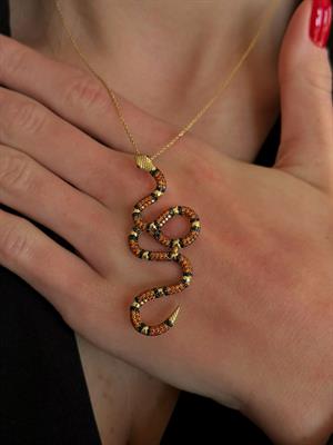 14 Ayar Altın Yılan Figürlü Kolye