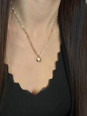 14 Ayar Altın Yonca Figürlü Ataç Zincir Set